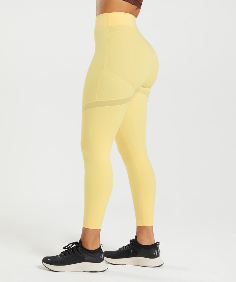 Legginsy Gymshark Whitney Mesh Damskie Żółte | PL 791QUO